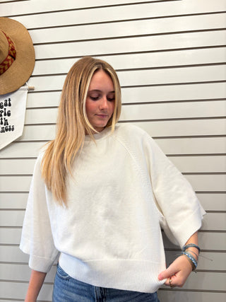 Women's Raglan Short Wide Sleeve Crew Neck Sweater