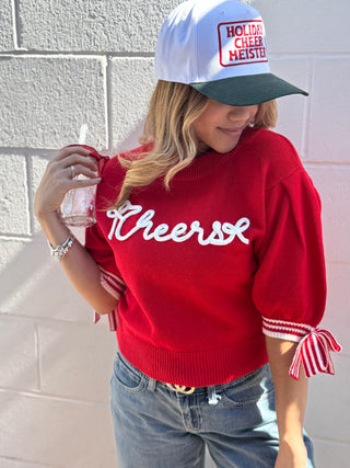 CHEERS RED WITH BOW SLEEVES
