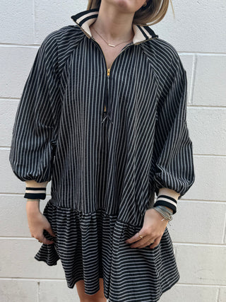 The Power Stripe Zip Neck Dress