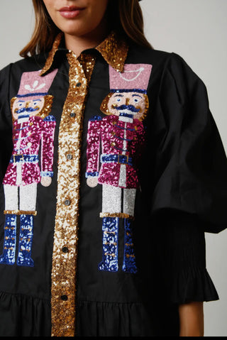 Sequin Nutcracker Poplin Mini Dress