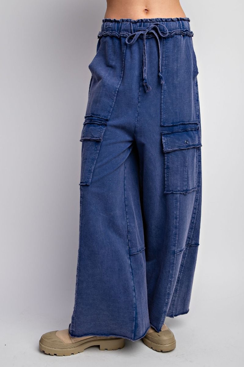 Mineral washed terry cargo sweatpants