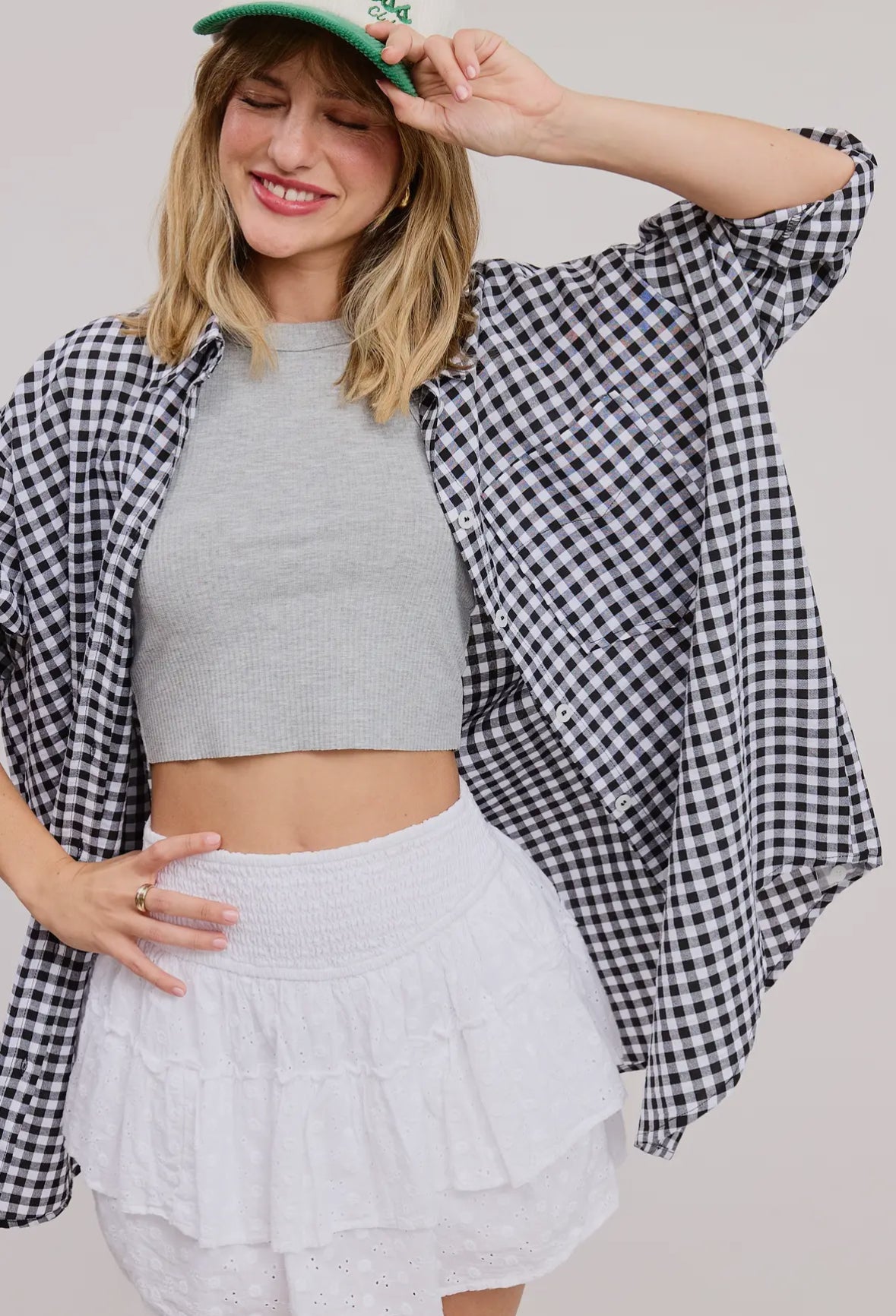 Oversized Gingham Button
Down Shirt
