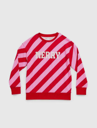 Merry" Diagonal Striped Classic Sweatshirt