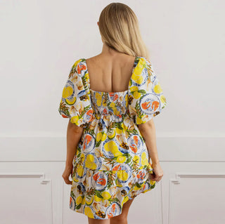 Lemon Santorini Puff Sleeve
Smocked Dress