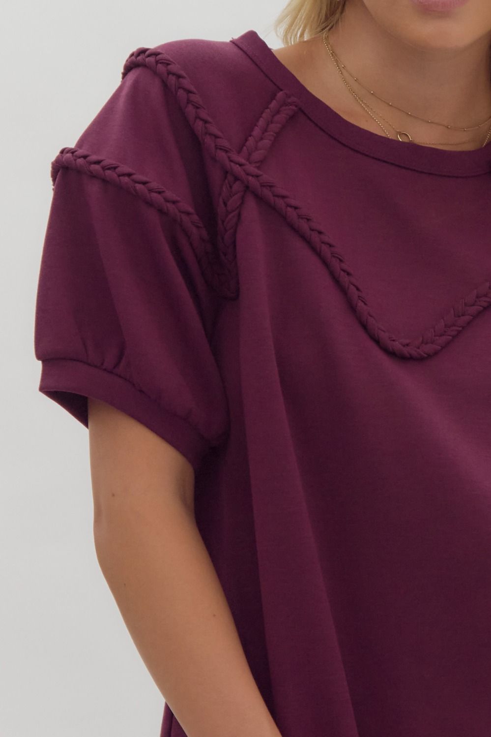 Plum braided detail