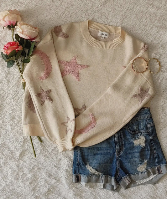 Fluffy Star & Moon Sweater top