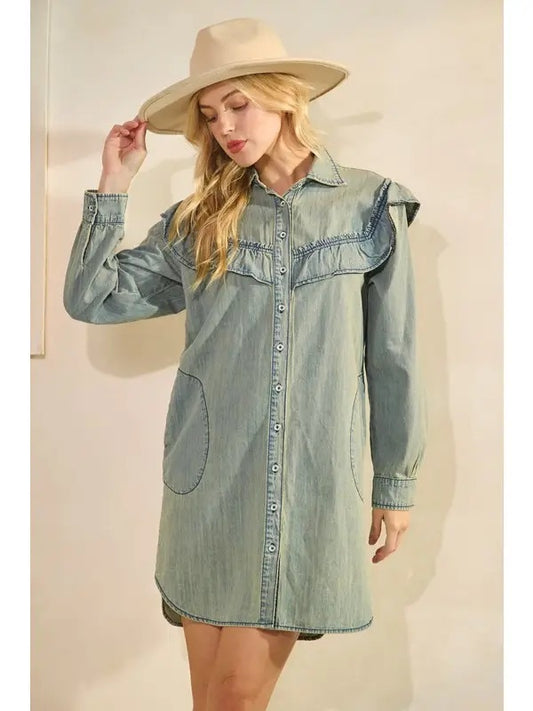 Denim Button-up Mini Dress