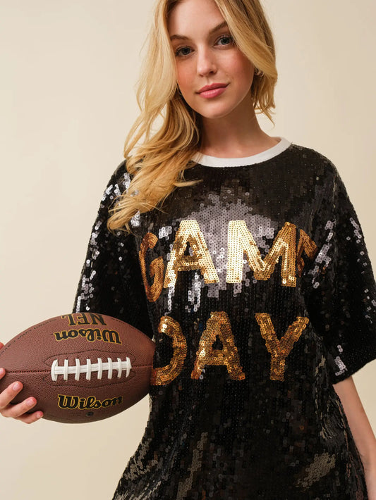 Sequin Game Day Tunic Top