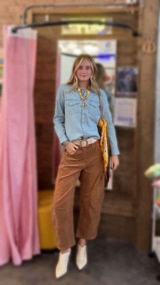Denim chambray button-up