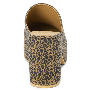 Vegan Leopard Mules - Chunky Block Heel Platform
