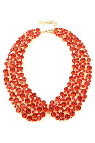 This chunky necklace will meet all your statement jewellery needs. With crystal design, this red collar necklace is great for dressing up a simple look.  Crystal beads decorate and create a unique crystal design pattern on this classy collar necklace.   Glass crystal
Size: 12" + 3" extension
Closure: lobster clasp