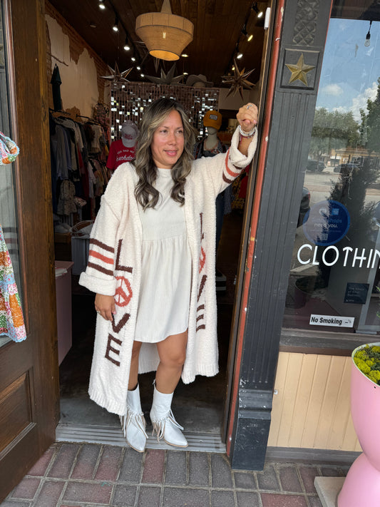 Sweater Open Duster Peace/Love