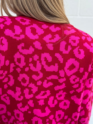 Red leopard sweater cardigan