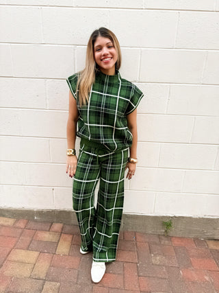 Plaid knit top