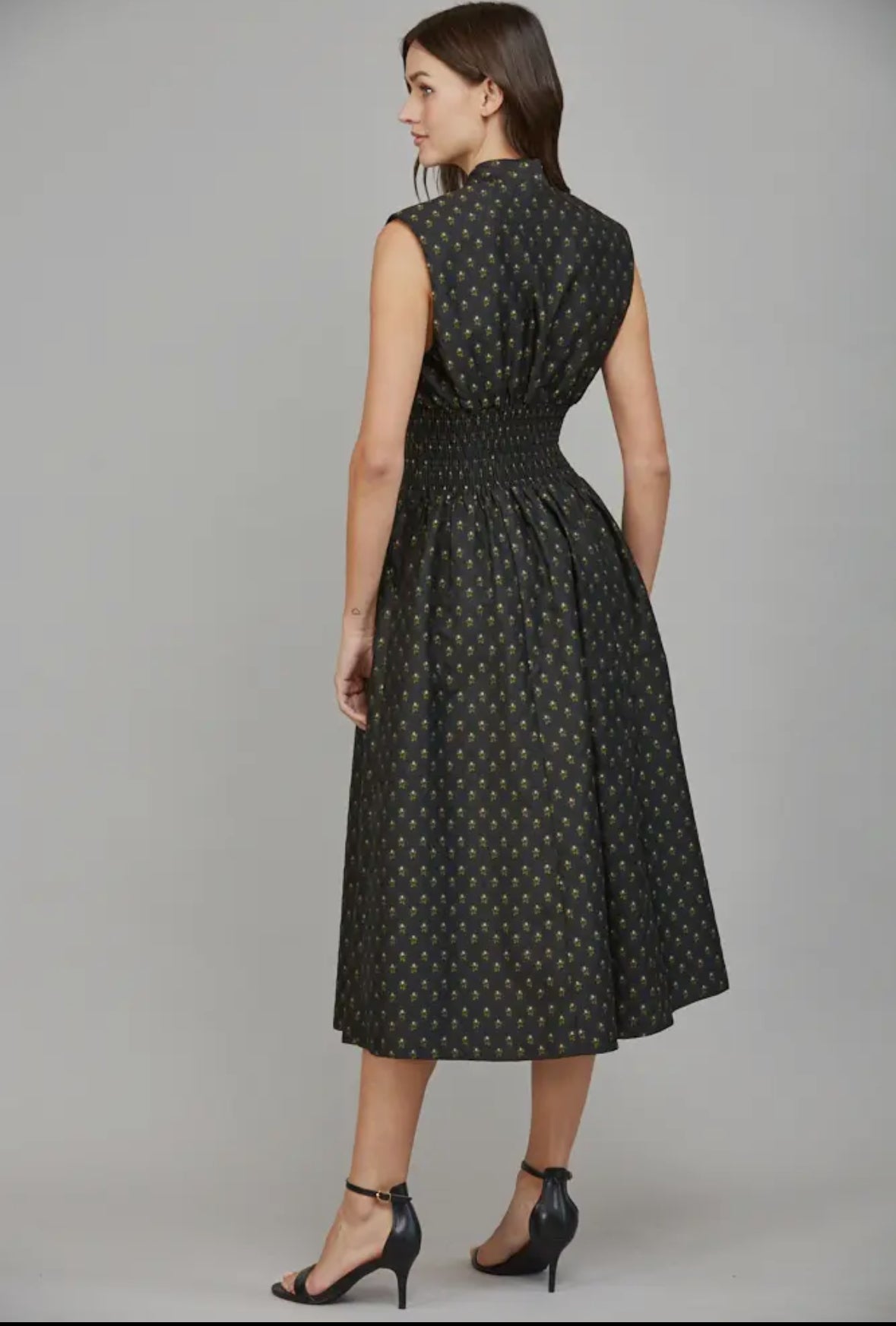 V-Neckline Front Zip-Up Midi
Dress