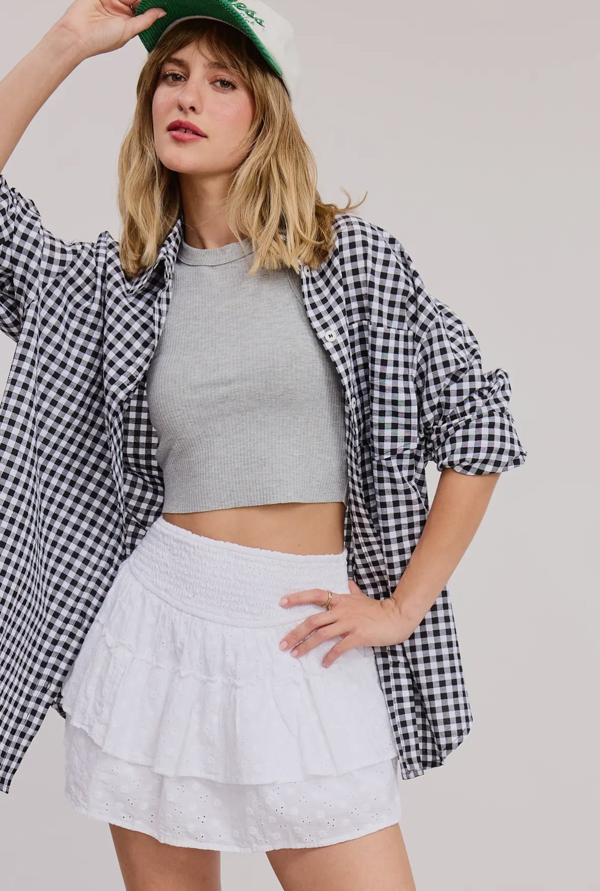 Oversized Gingham Button
Down Shirt