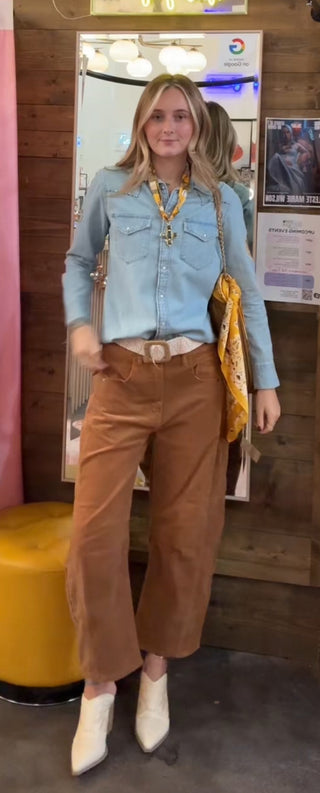 Stretch Corduroy Barrel Pants CAMEL