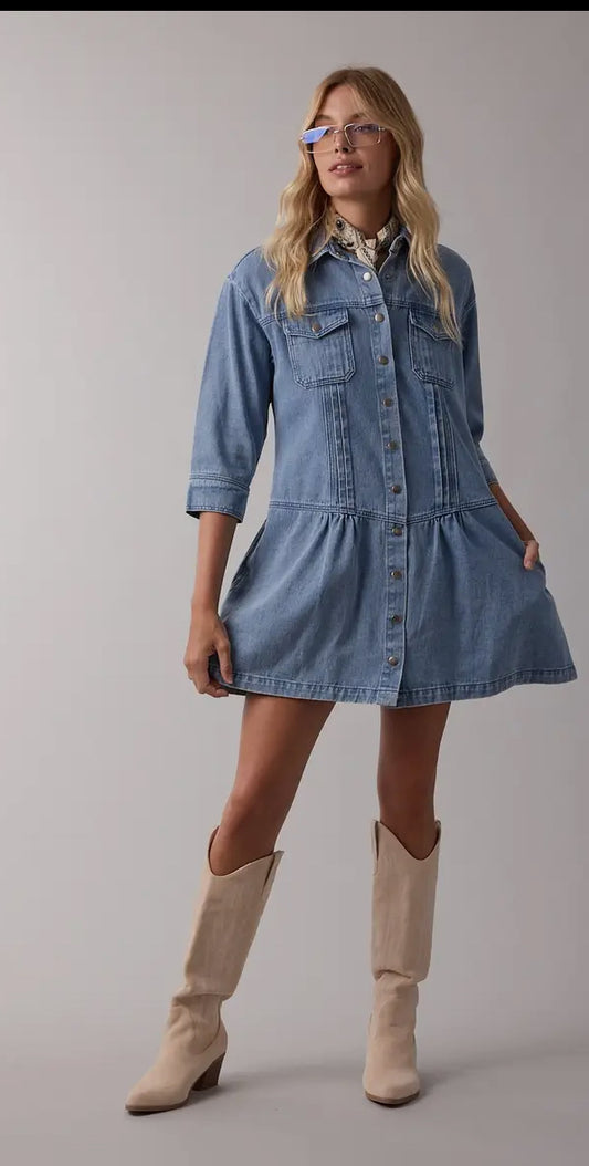 Denim midi dress