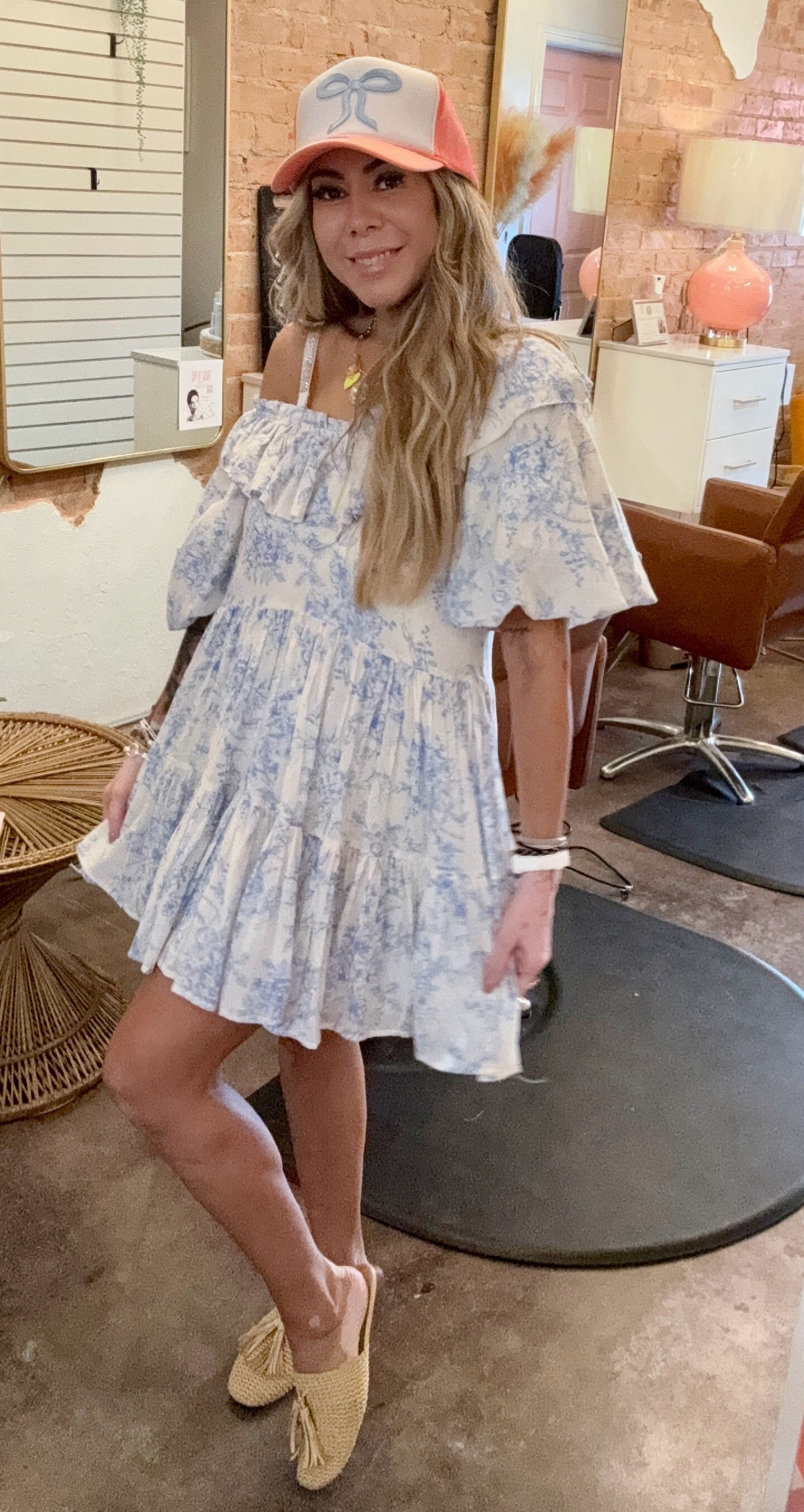 Off white baby blue shirt dress