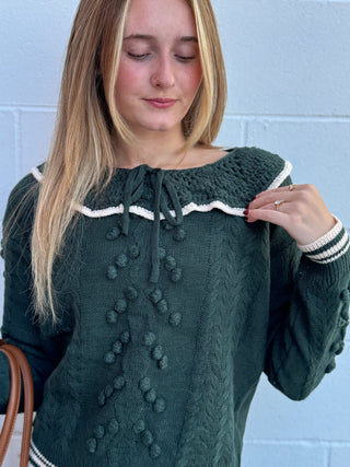The Vintage Pom-Pom Cable Knit Sweater