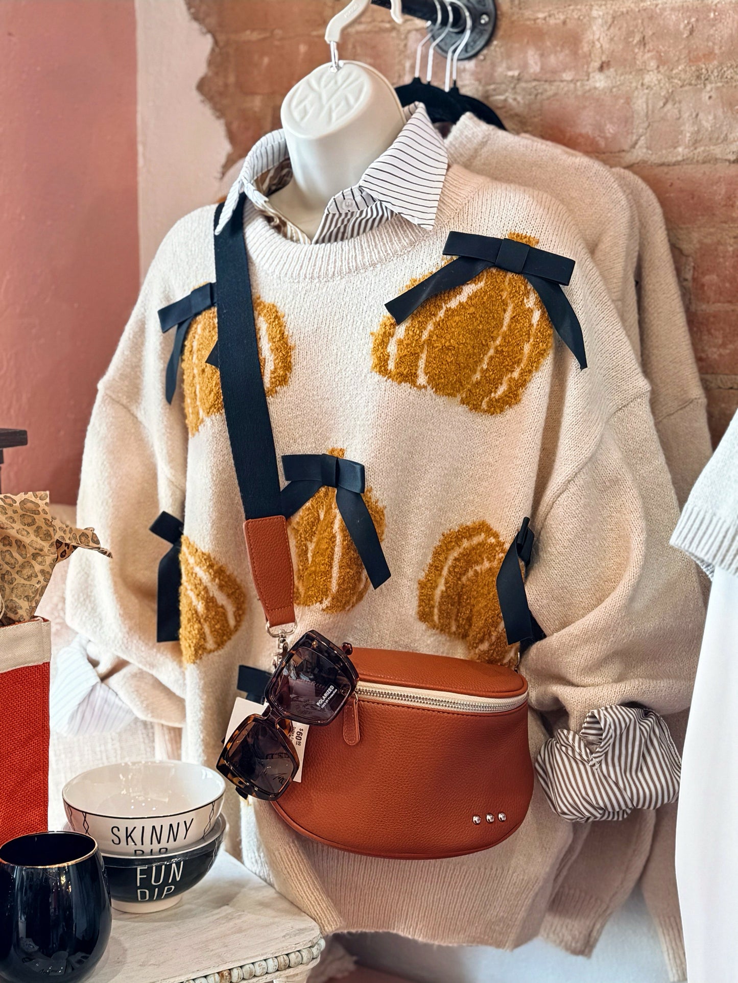 Cream pumpkin Bow sweater