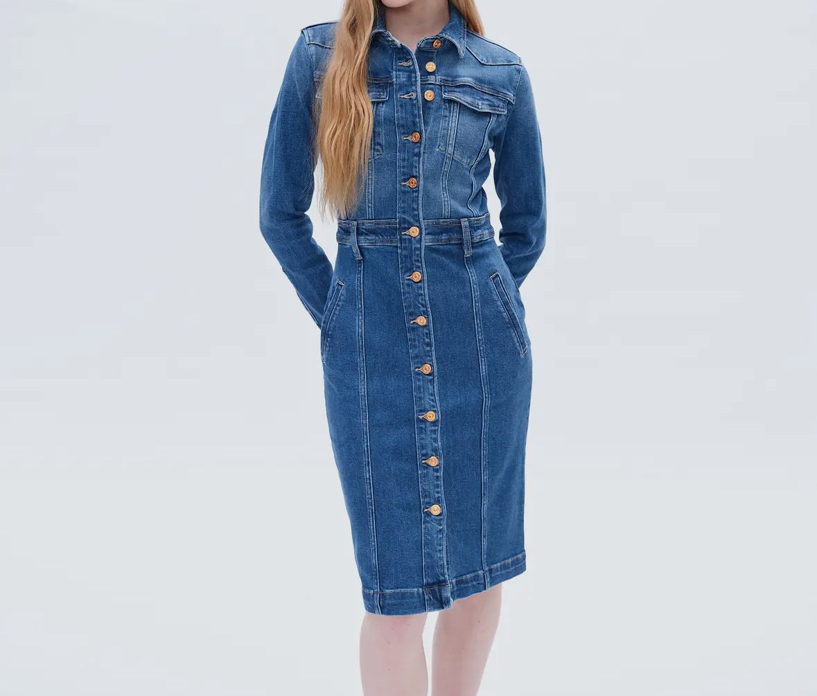 Long sleeve denim shirt dress