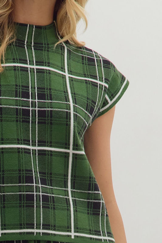 Plaid knit top