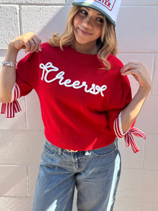 CHEERS RED WITH BOW SLEEVES