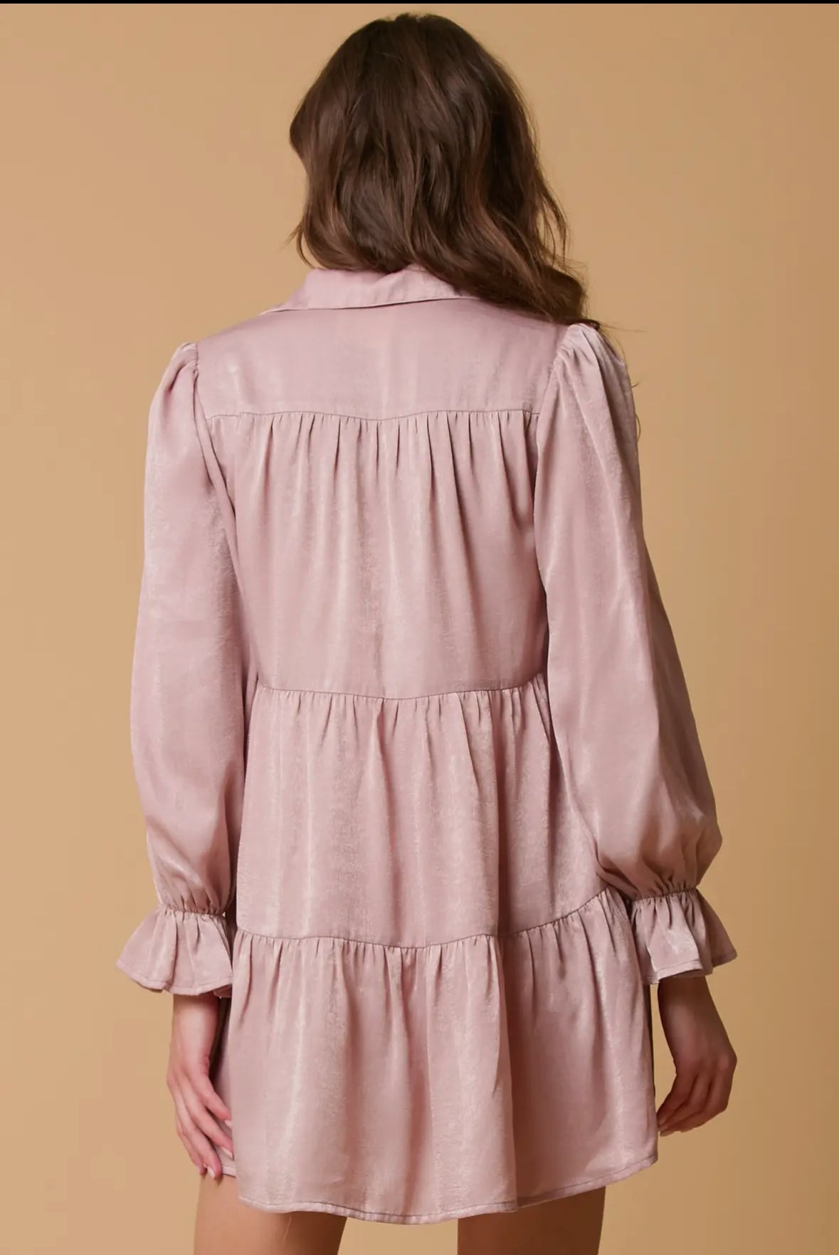 Bow Tie Satin Shirt Dress