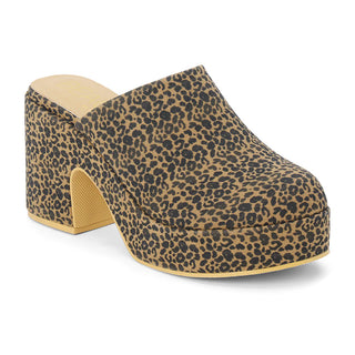 Vegan Leopard Mules - Chunky Block Heel Platform