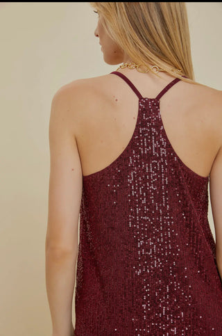 Burgundy Sequin Racerback Tank