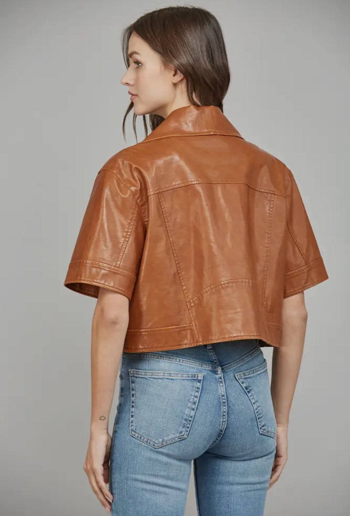 Short Slv Faux
Leather Jacket