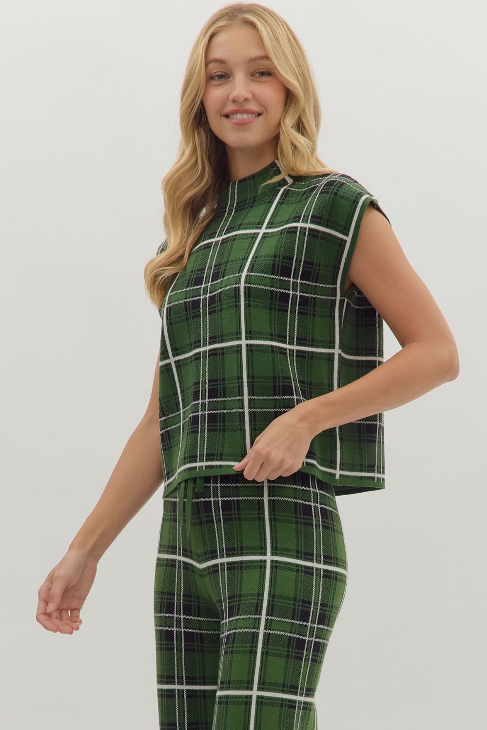 Plaid knit top
