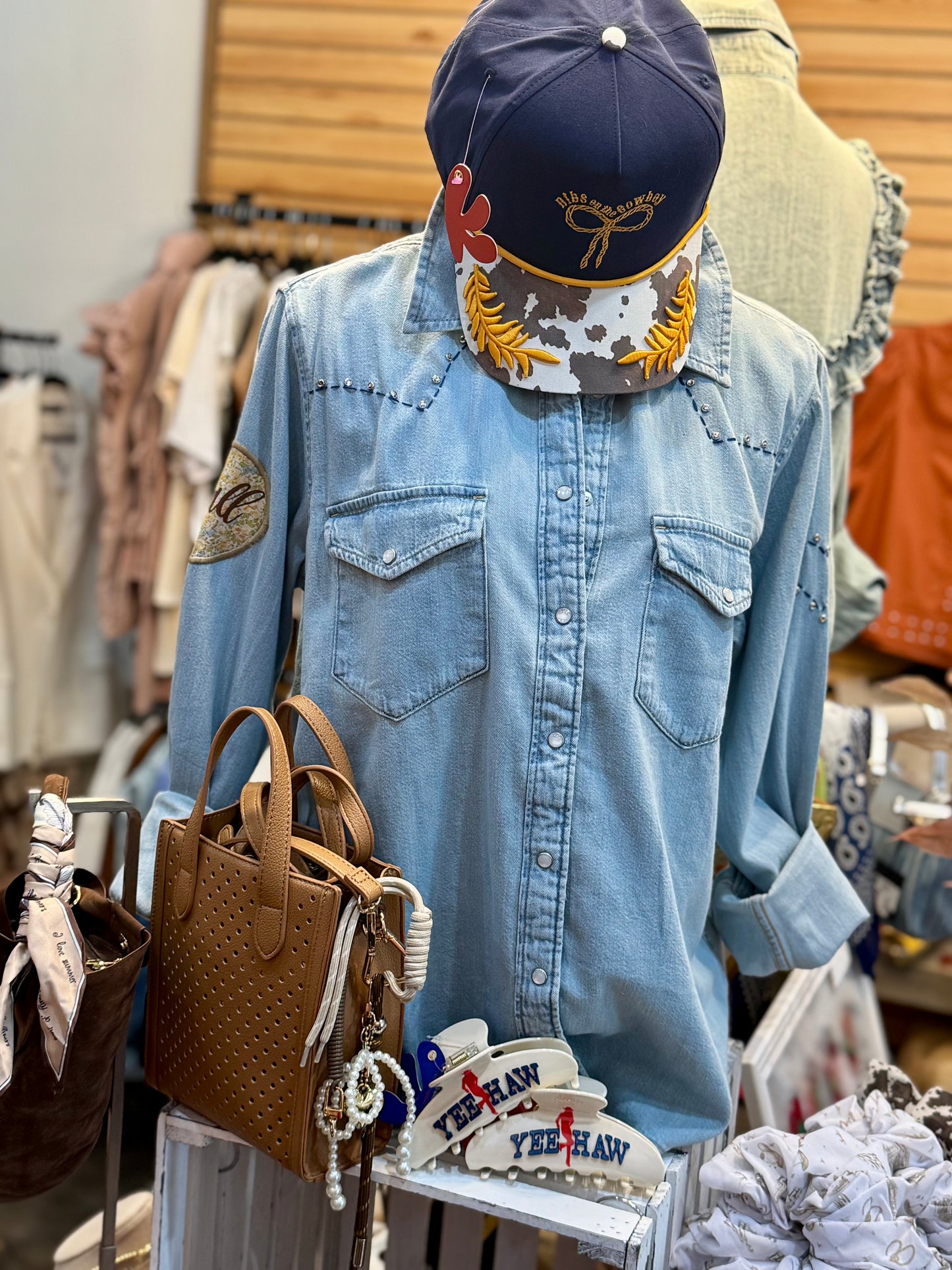Denim chambray button-up