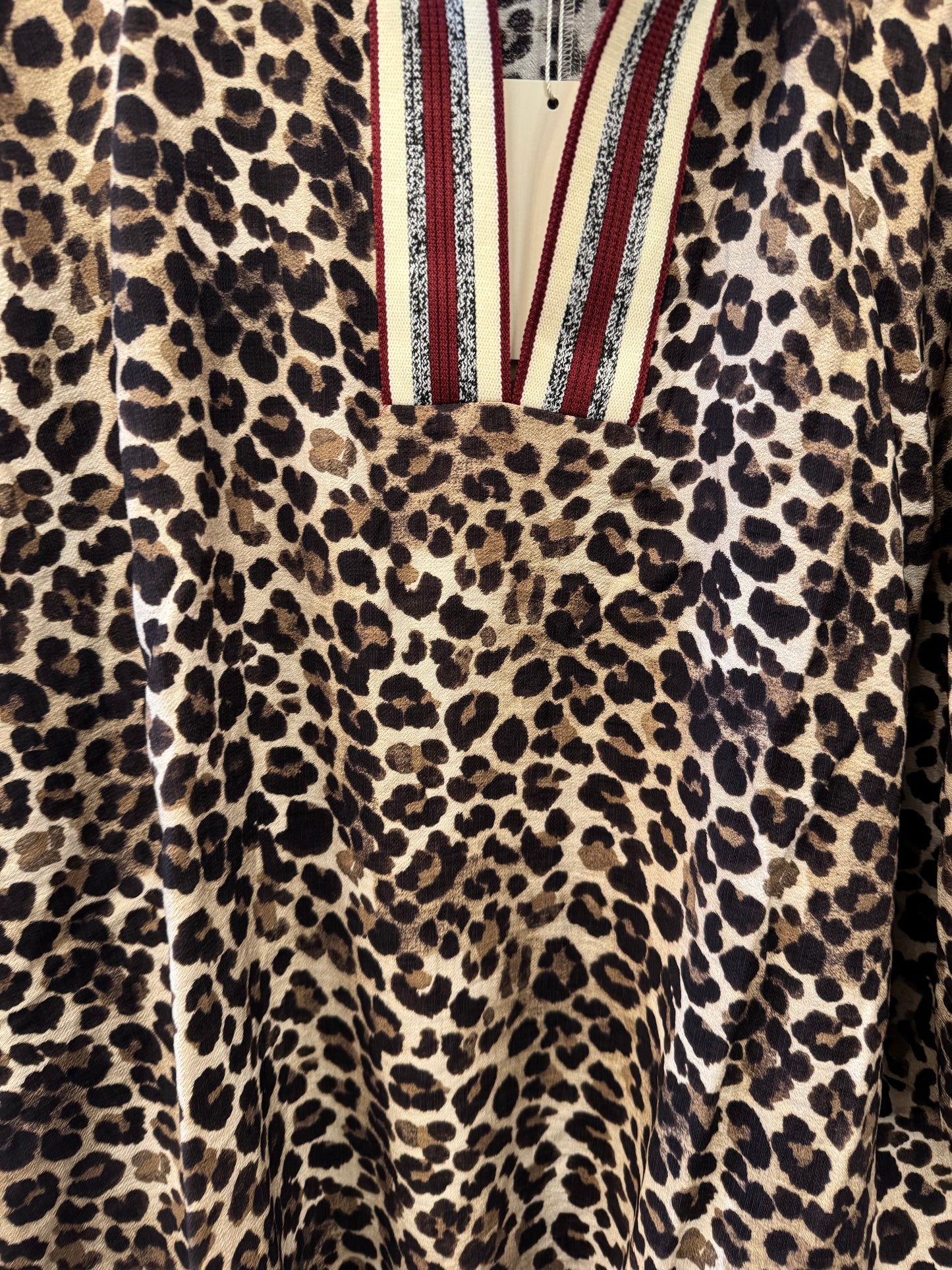 Leopard Print High-Neck Dolman Top