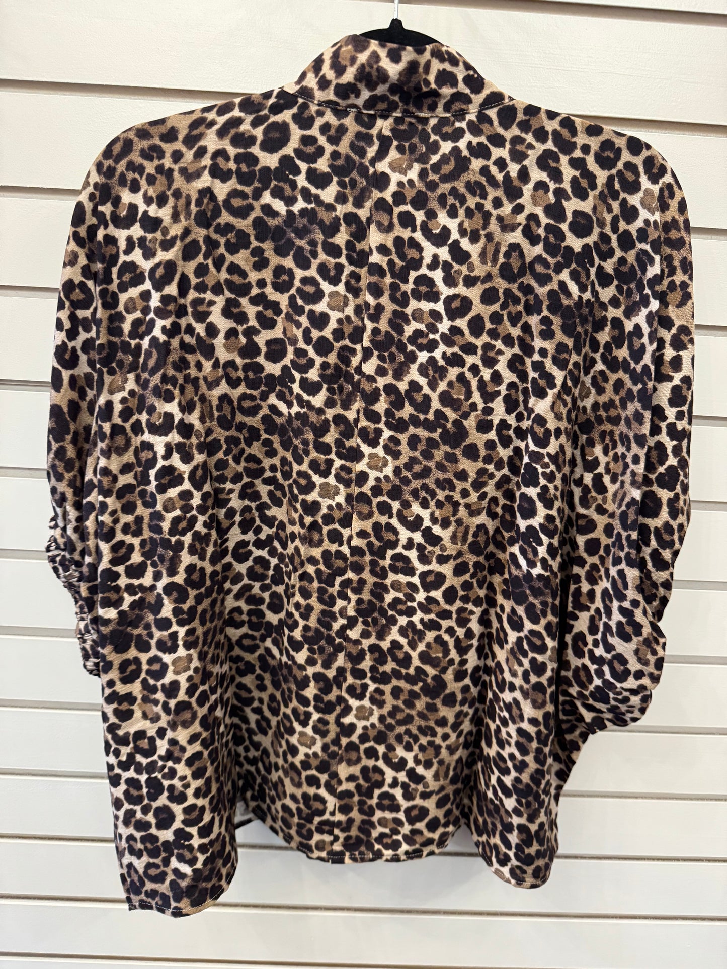 Leopard Print High-Neck Dolman Top