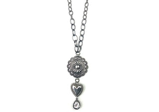 Bohemian Layered Look Necklace - Mixed Chains, Concho & Sacred Heart