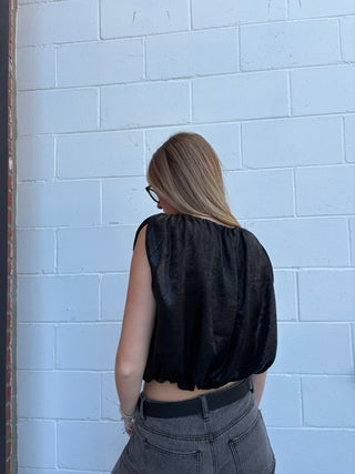 The Gathered Neck & Hem Sleeveless Blouse