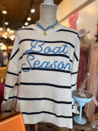 white nautical sweater,cotton-blend knit,breathable cotton-acrylic fabric, boat season 