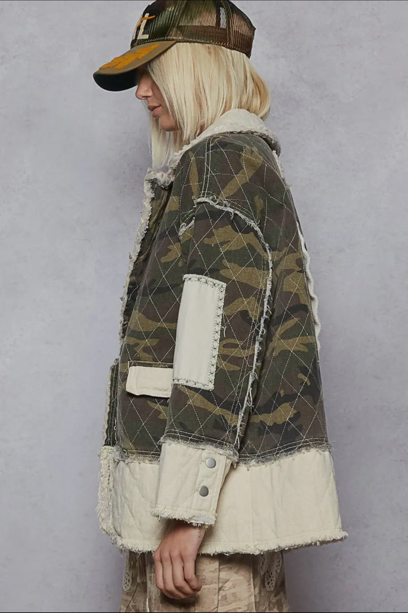 Jacket Camo Patchwork, Fleece Studded Heart