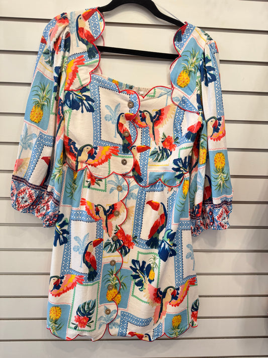 TROPICAL PRINT MIDI DRESS