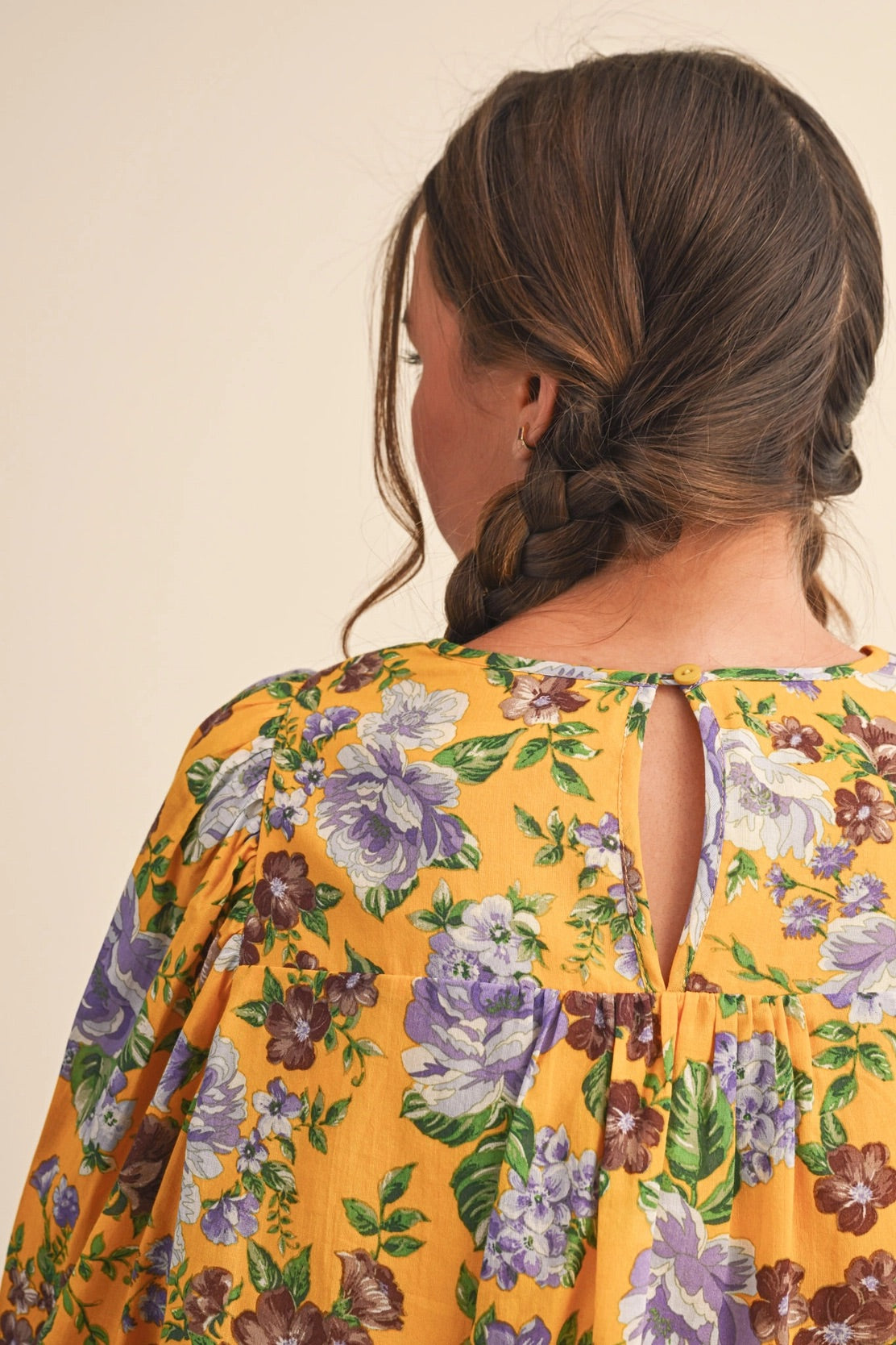 Floral Print Tiered Shirring Top