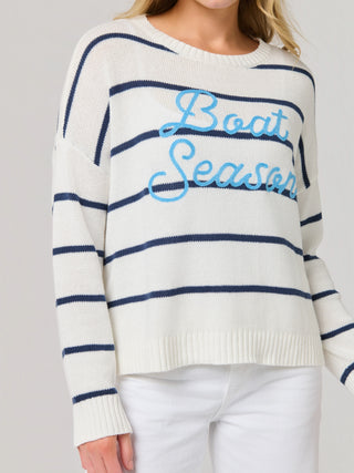 "Boat Season" Relaxed Nautical Sweater