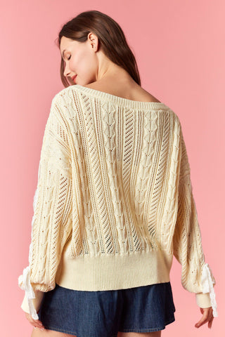 Light Yellow Side Sleeve Lace Trim Top