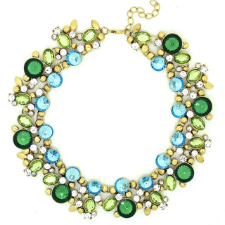 Green/Blue Crystal Statement collar prom.wedding.gala,Derby  necklace