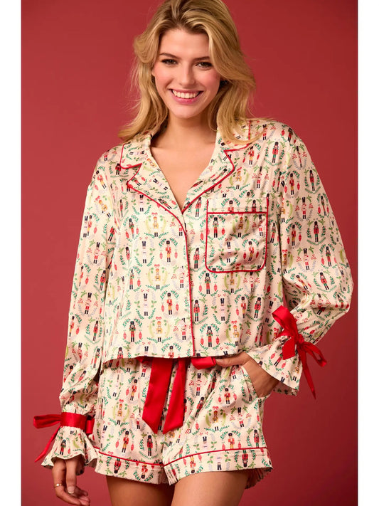 SATIN CHRISTMAS TOY SOLDIER PJ'S