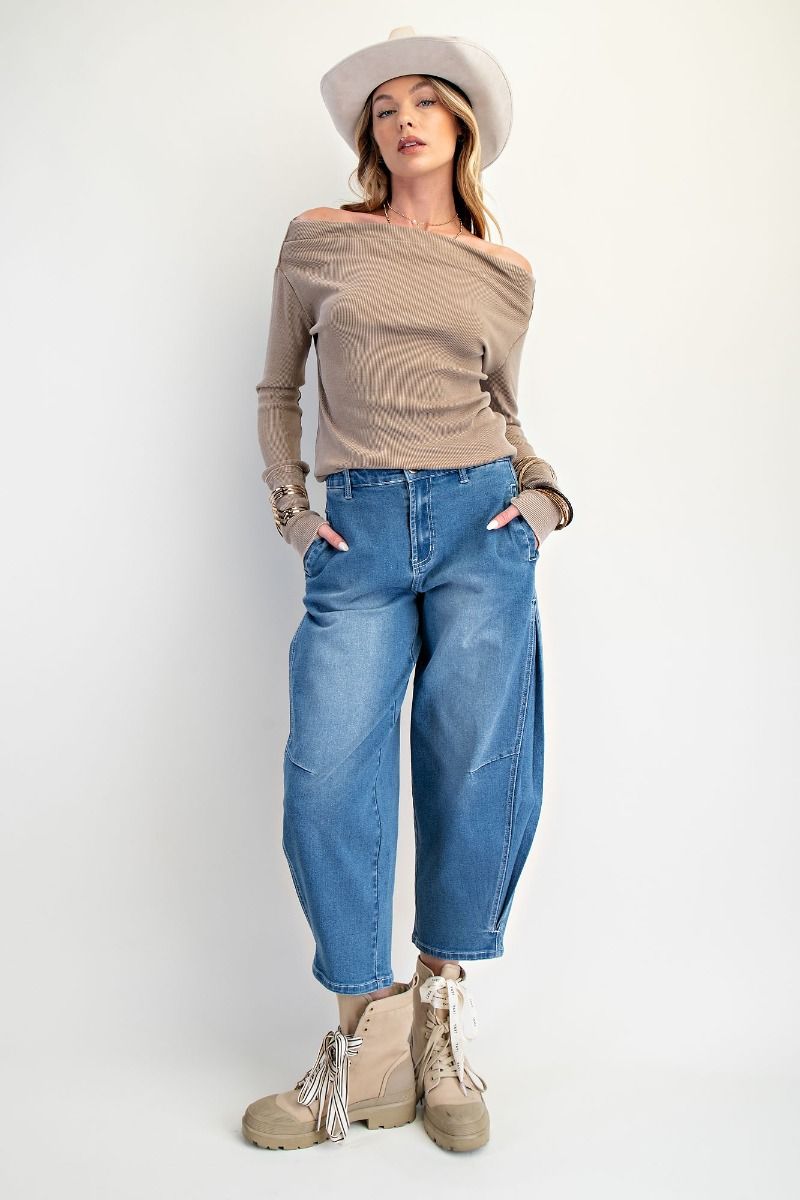 DENIM BARREL PANTS