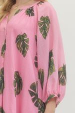 Tencel & Linen Leaf Print Maxi Dress