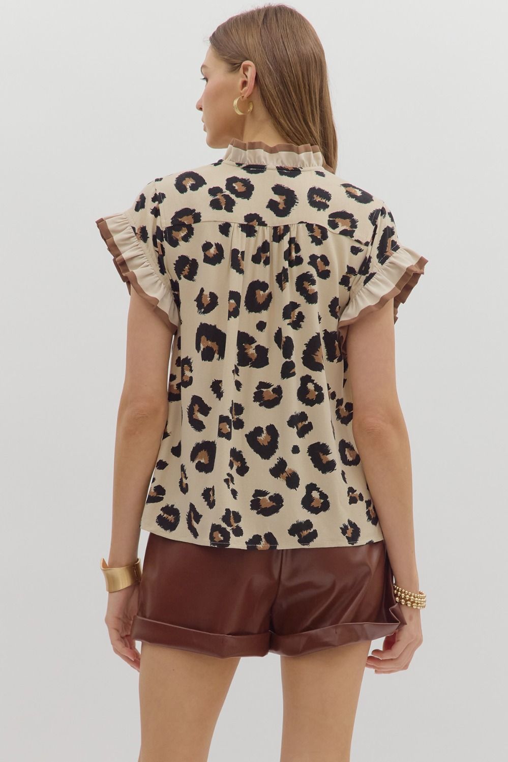 Leopard print ruffle top