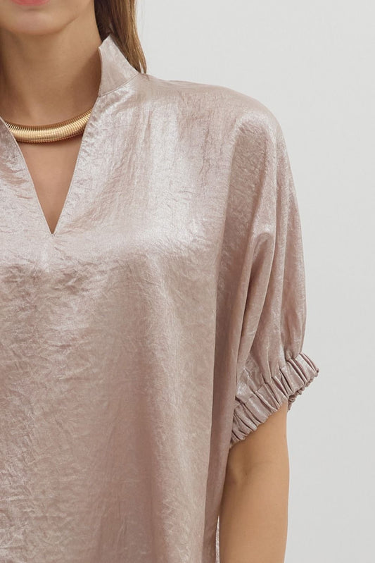 Metallic V-neck top